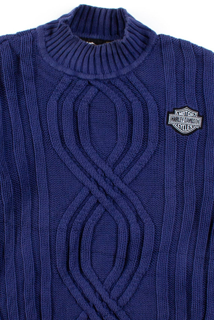 Vintage Harley Davidson Cable Knit Sweater