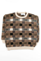 Vintage Tan Checkerboard Sweater
