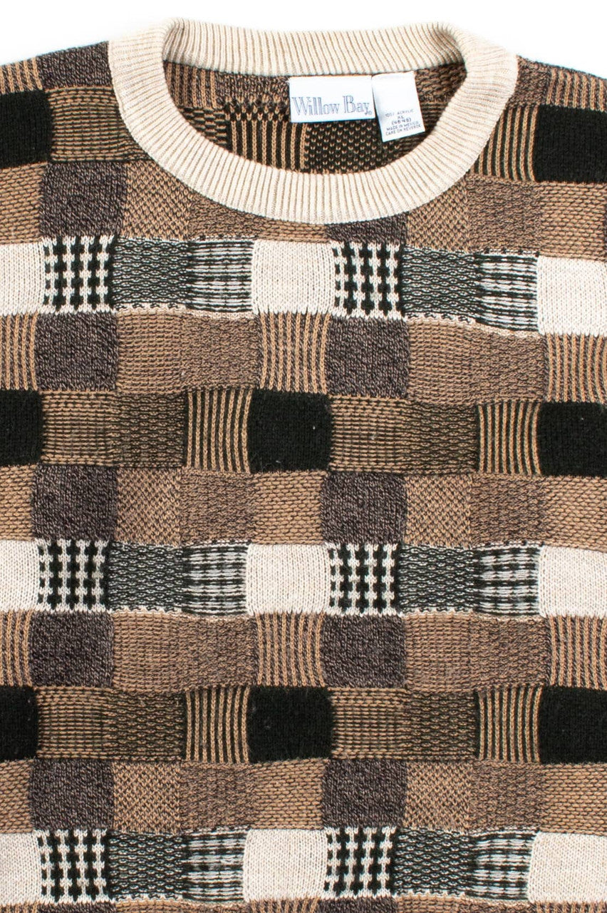 Vintage Tan Checkerboard Sweater