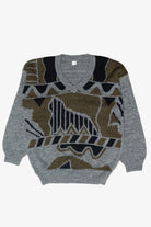 New Brand Gray Graphic Vintage Sweater (1980s)