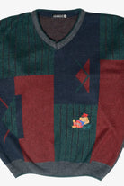 George Geometric Bear Applique Vintage Sweater (1980s)