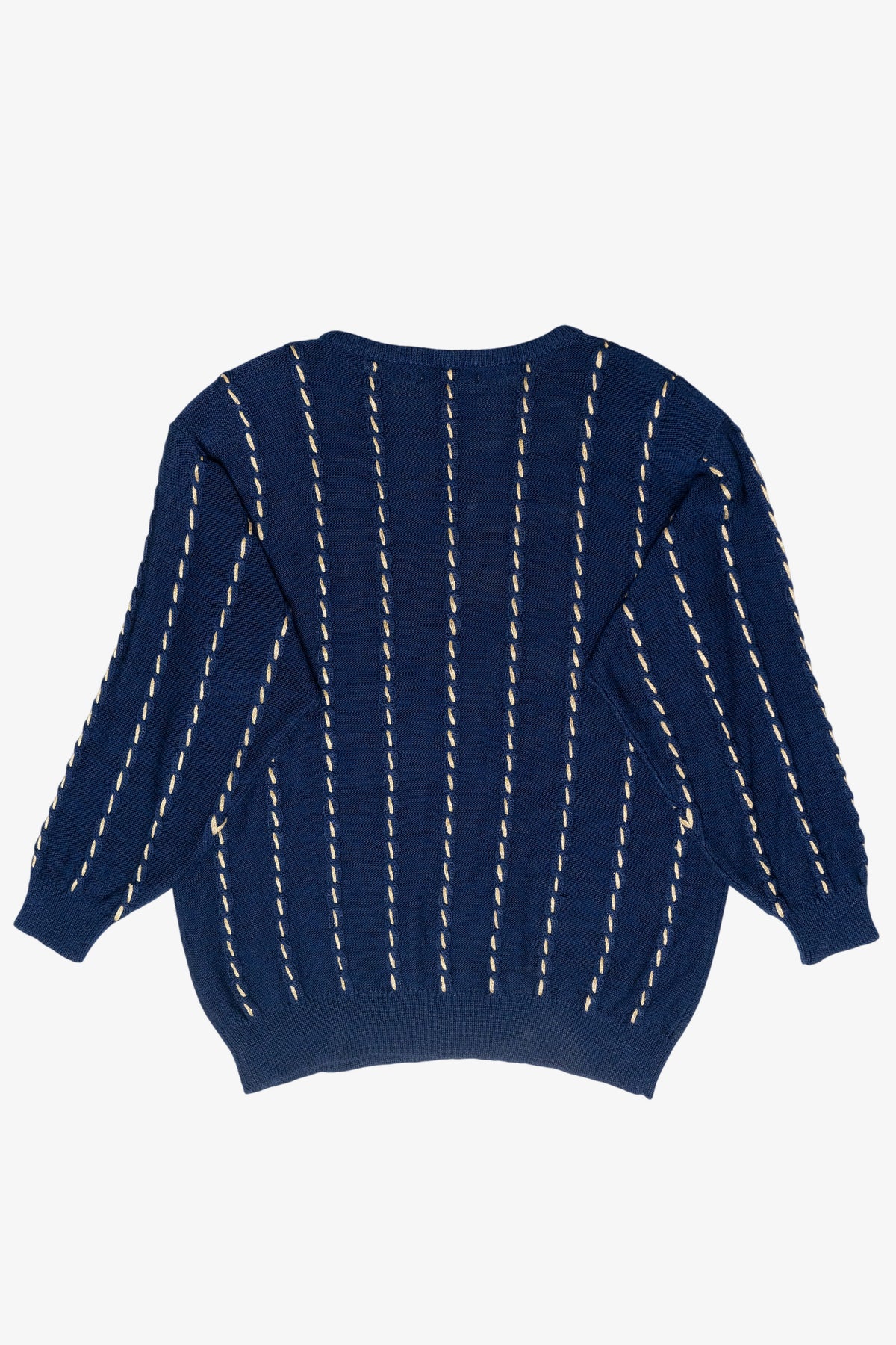 L'ultima Navy Stitched Stripe Vintage Sweater (1990s)