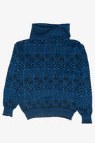 LaRon Blue Check Vintage Turtleneck Sweater (1980s)