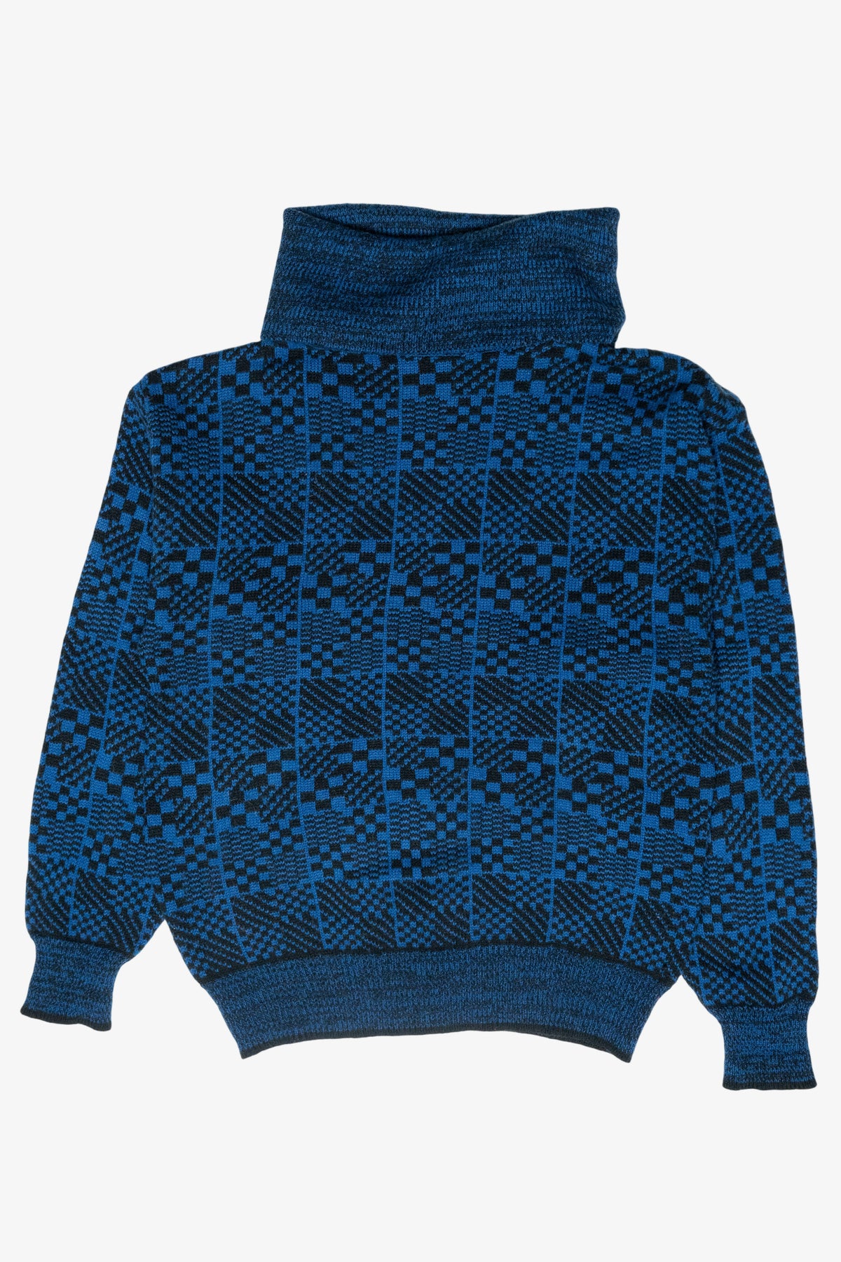 LaRon Blue Check Vintage Turtleneck Sweater (1980s)