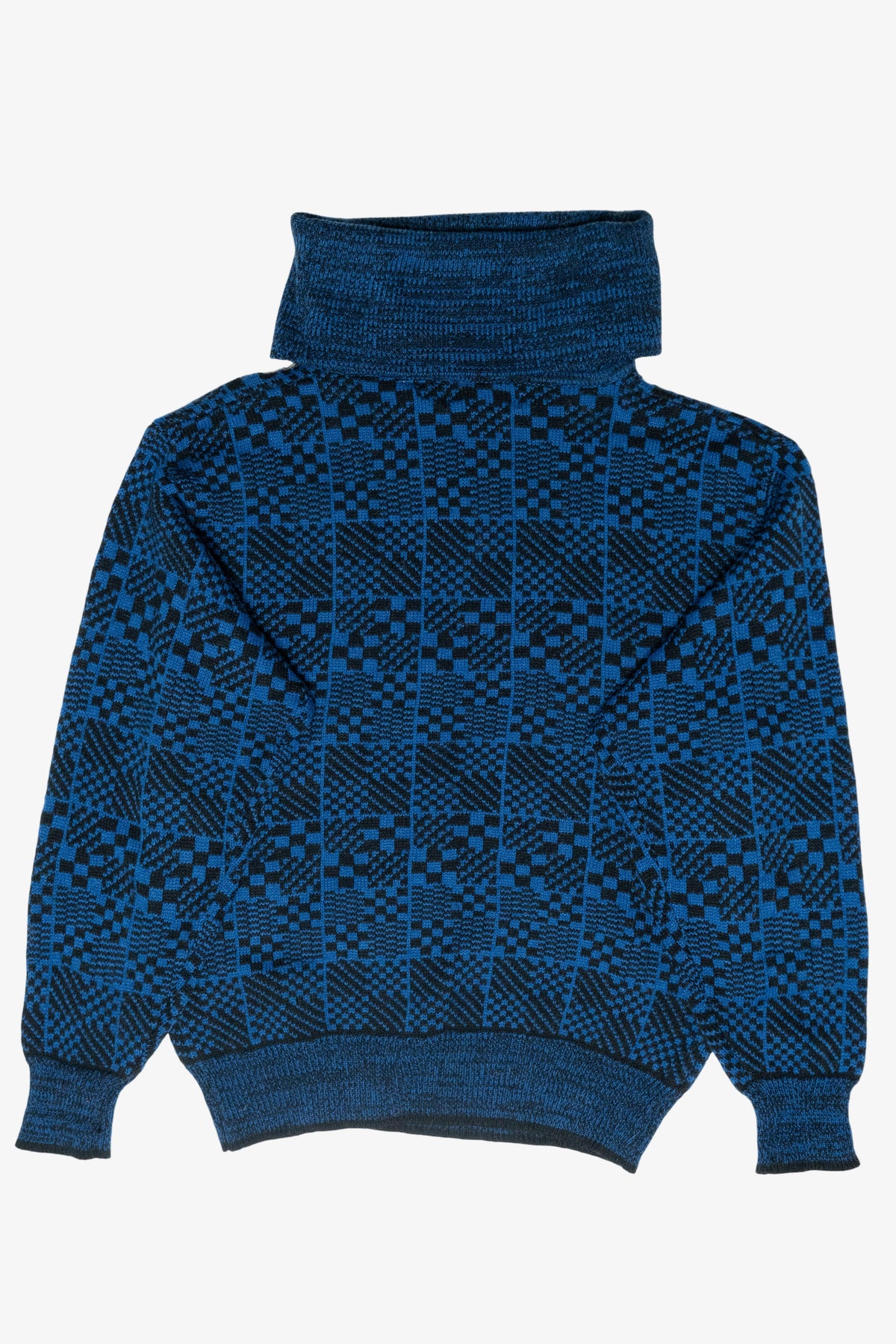 LaRon Blue Check Vintage Turtleneck Sweater (1980s)