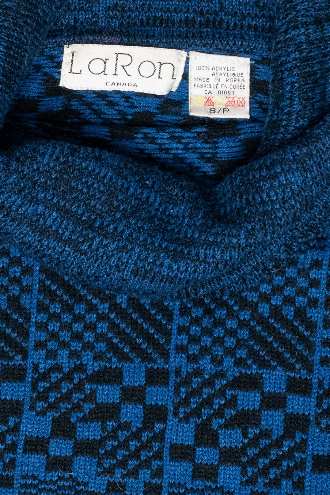 LaRon Blue Check Vintage Turtleneck Sweater (1980s)