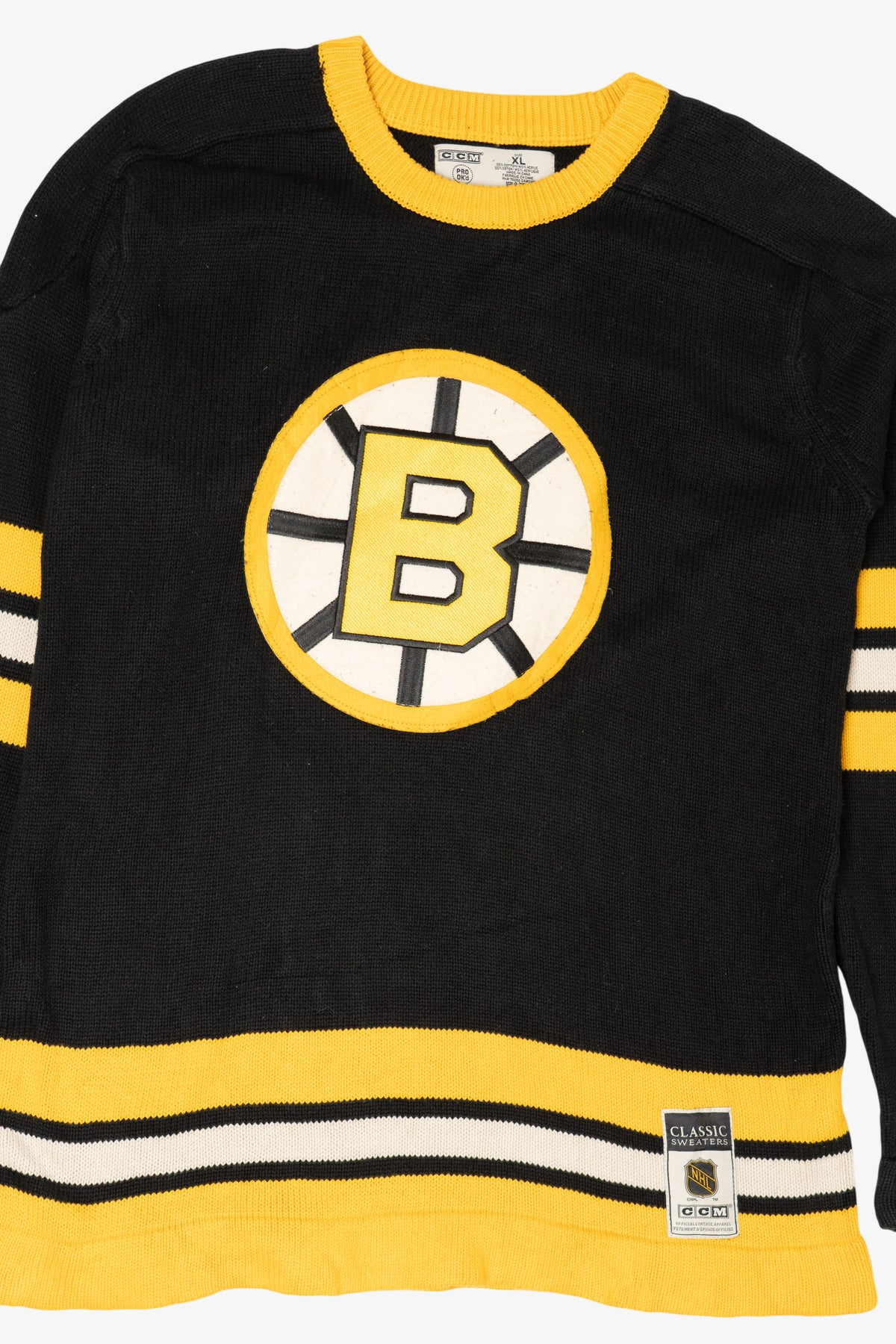 Vintage Boston Bruins NHL CCM Knit Hockey Jersey Sweater (1990s)