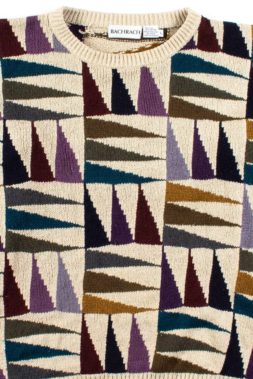 Vintage Multicolor Triangles Silk Blend Sweater