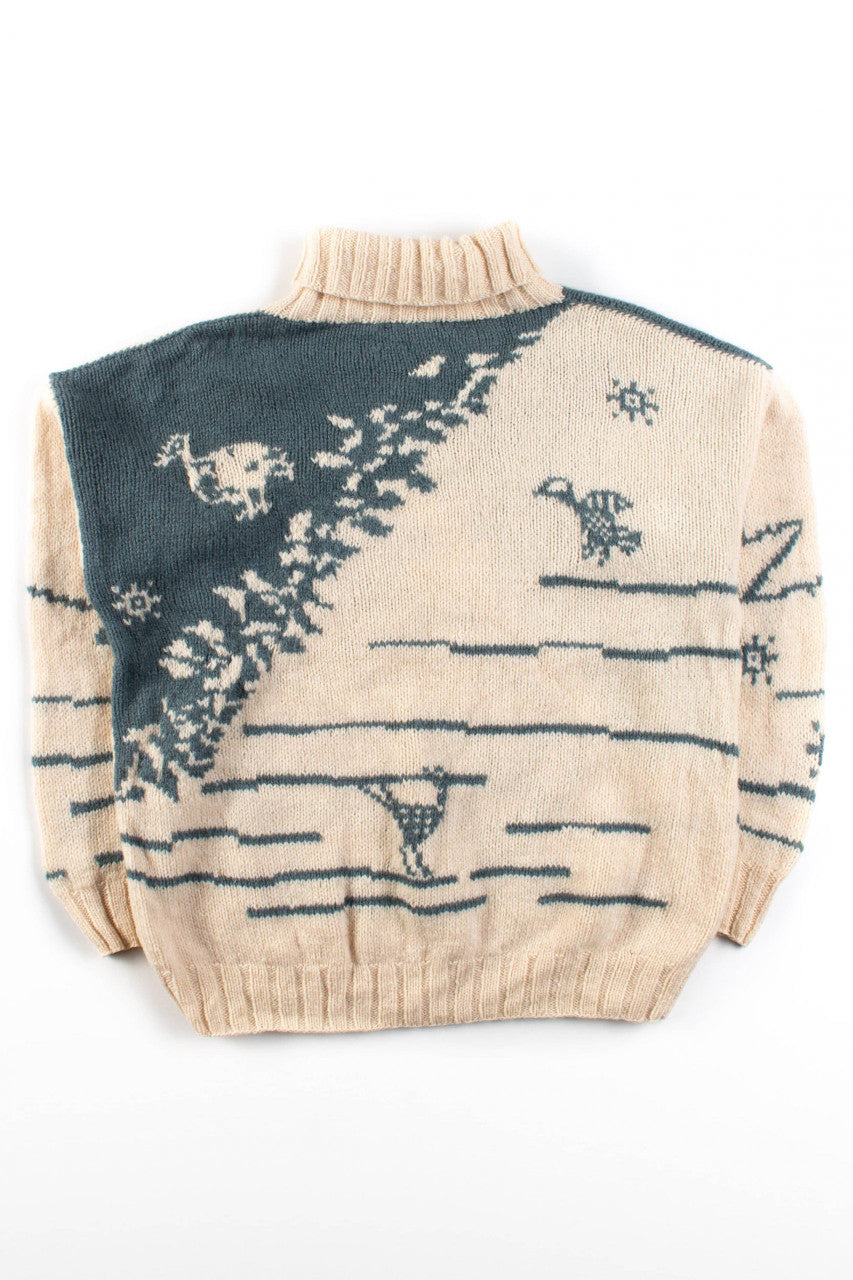 Vintage Pictographs Wool Turtleneck Sweater