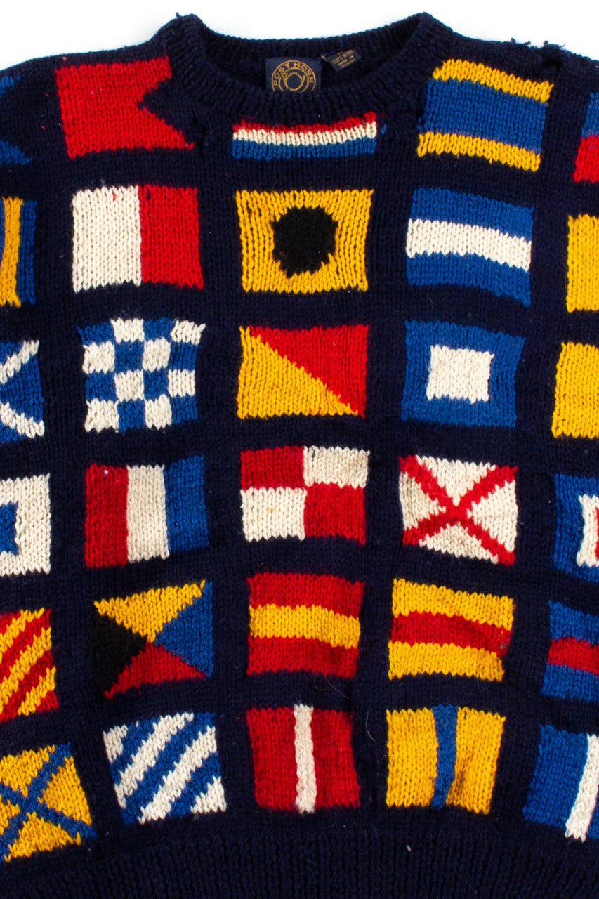 Vintage Distressed Nautical Flag Sweater