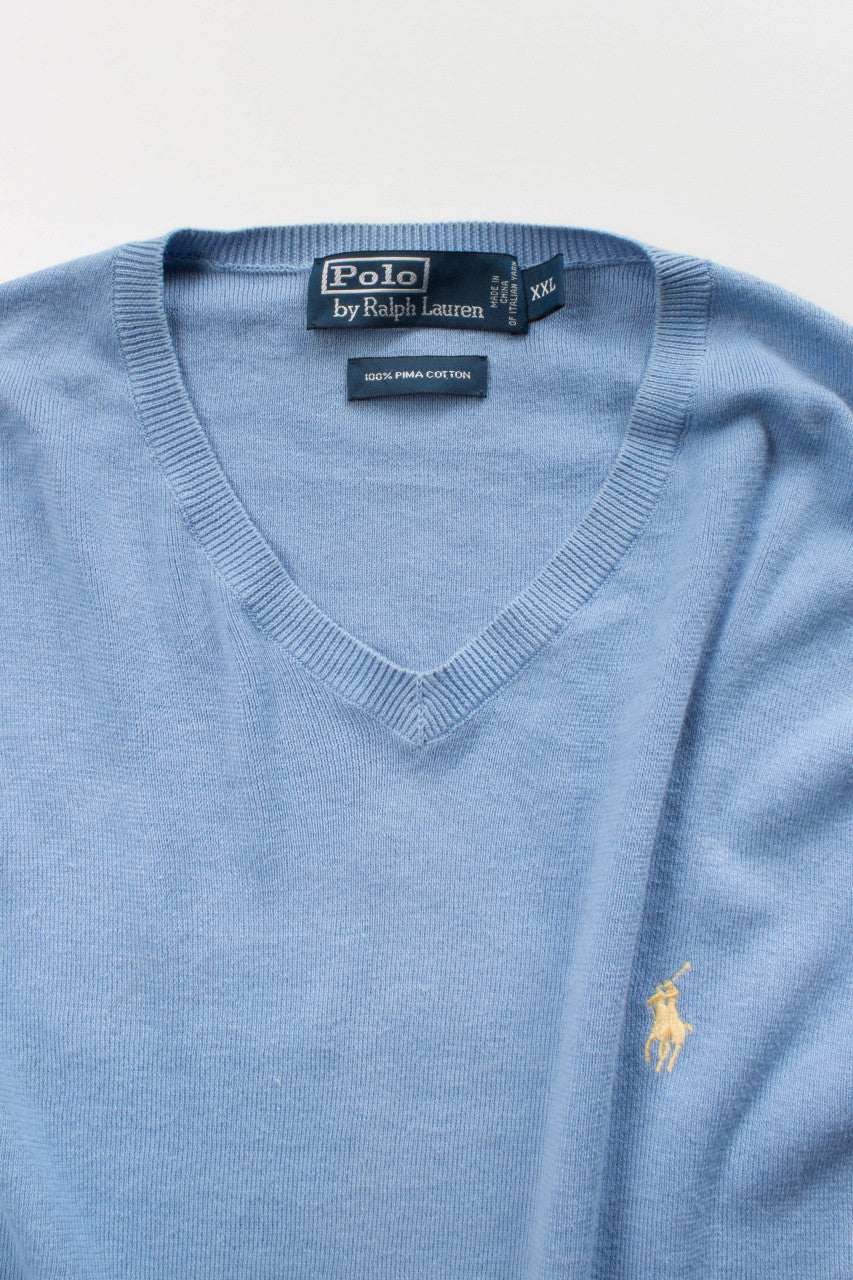 Baby Blue Polo Knit Sweater