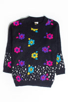 Vintage Black Floral Sweater (1980s)