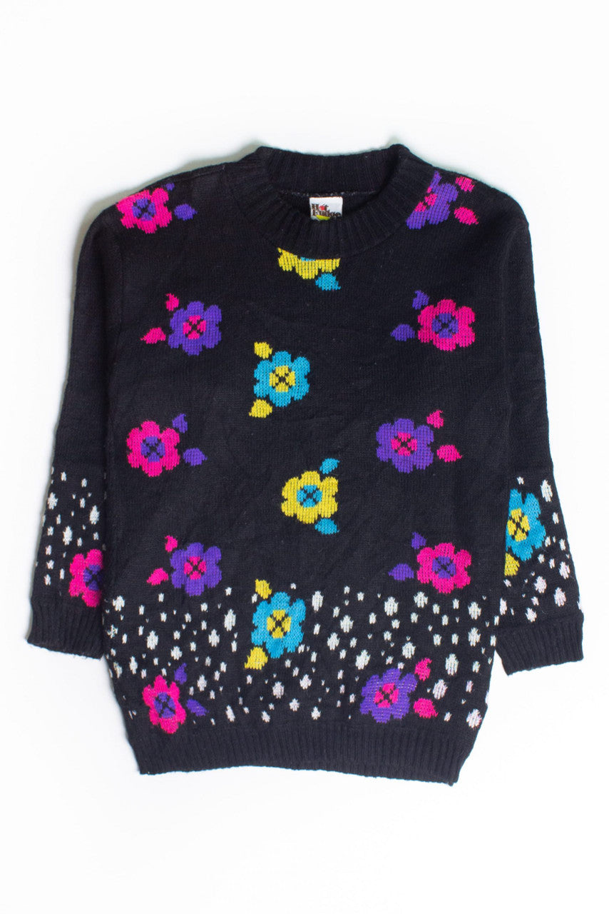 Vintage Black Floral Sweater (1980s)