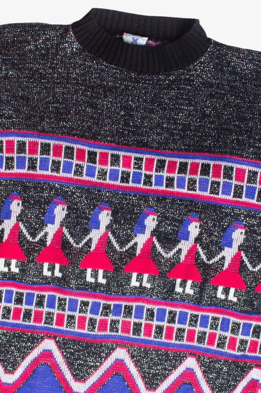 Vintage Egyptian Pattern Metallic Sweater (1980s)