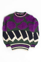 Vintage Abstract Purple Fur Sweater (1980s)