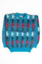 Vintage Blue Patterned Sweater (1980s)