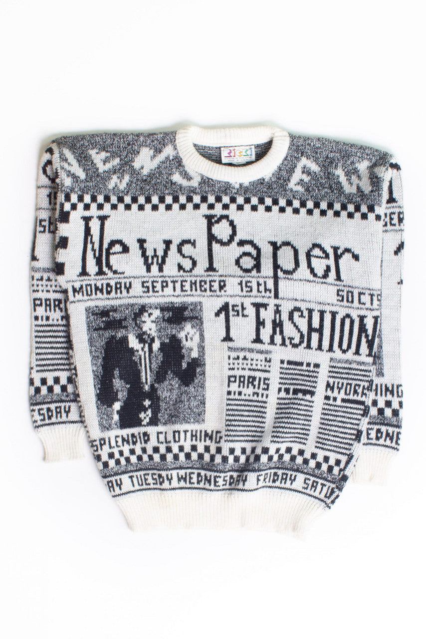 Vintage 1st Fashion Newspaper Sweater (1980s)