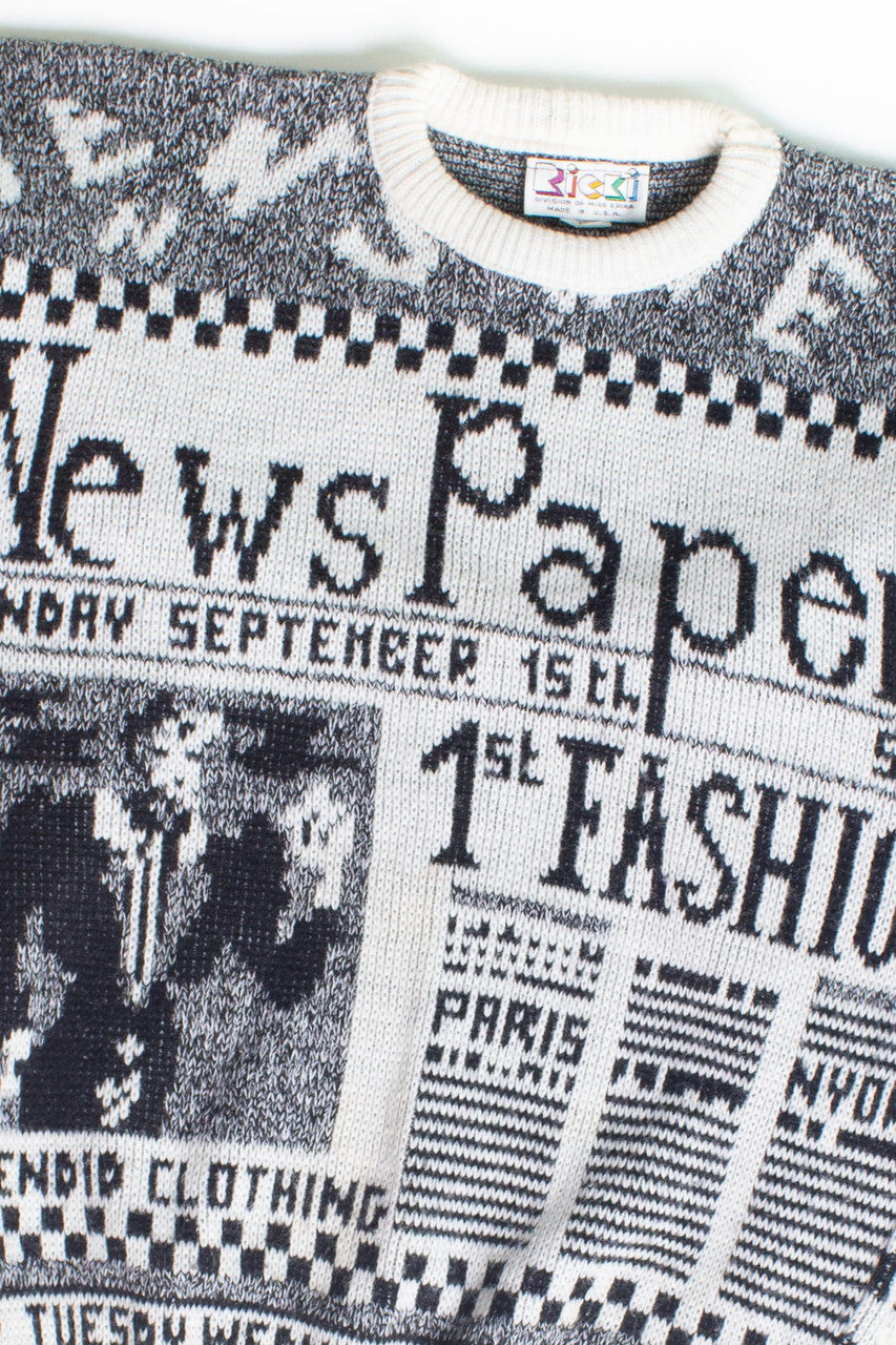 Vintage 1st Fashion Newspaper Sweater (1980s)