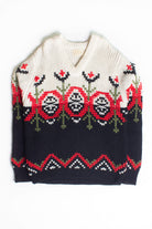Vintage Floral V-Neck Sweater (1980s)