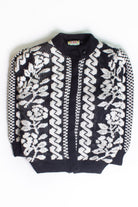 Vintage Black & White Sweater Jacket (1980s)