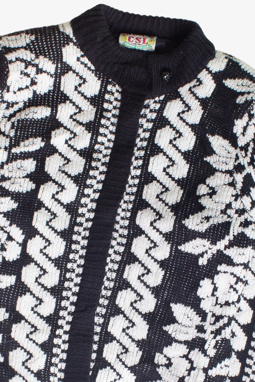 Vintage Black & White Sweater Jacket (1980s)