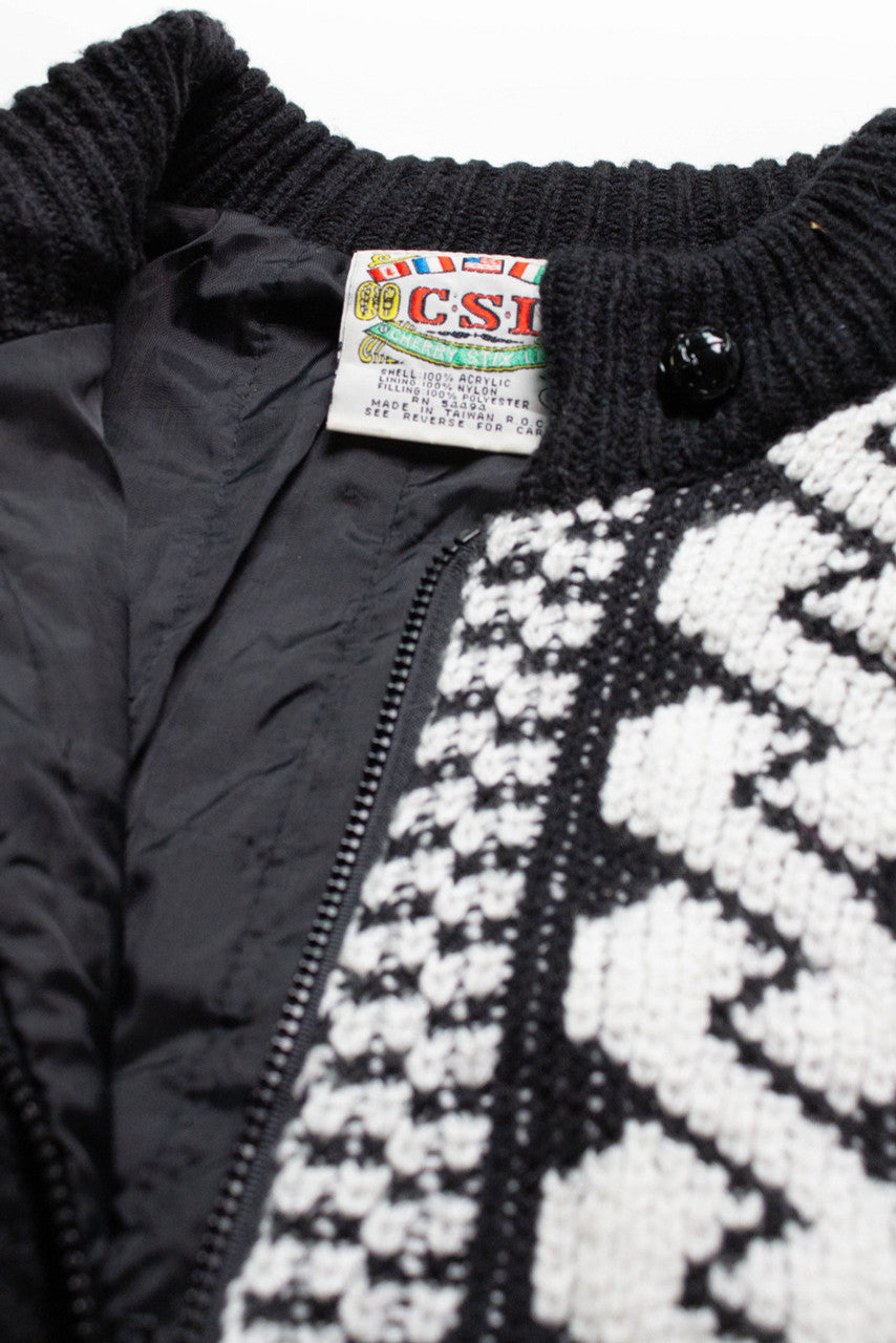 Vintage Black & White Sweater Jacket (1980s)
