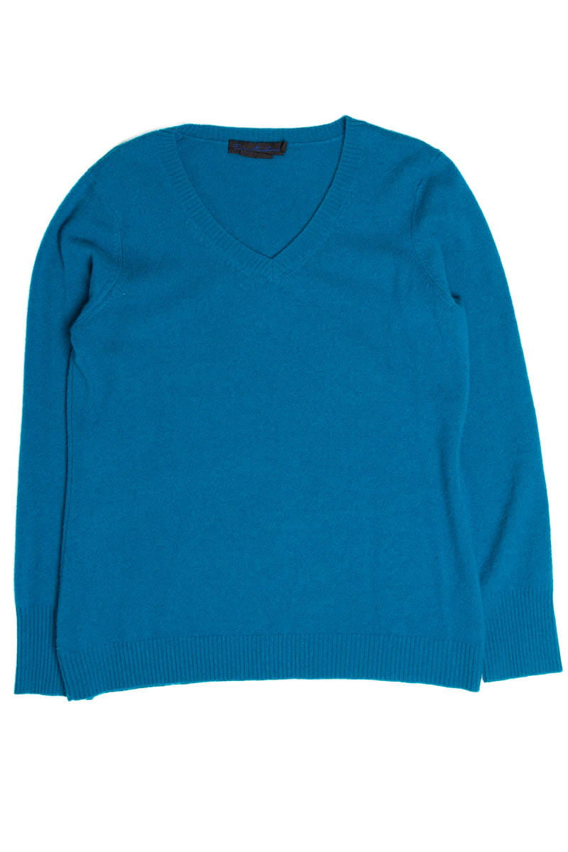 Teal V-Neck Cashmere Sweater
