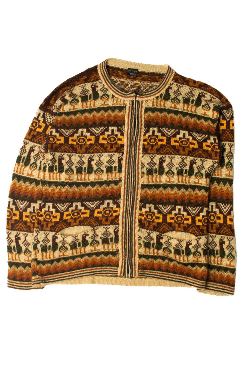 Brown Alpaca Patterned Sweater