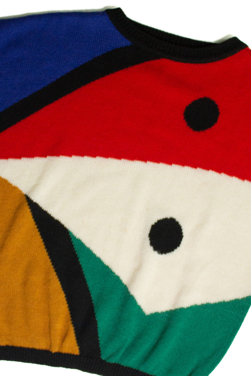 Vintage Color Block Short Sleeve Sweater (sz. Medium)