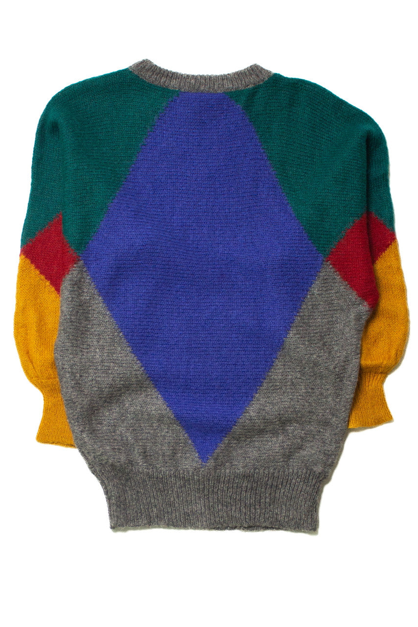 Vintage Diamond Color Block Sweater (sz. Medium)