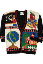 Vintage ABC's Schoolhouse Teacher Cardigan Sweater