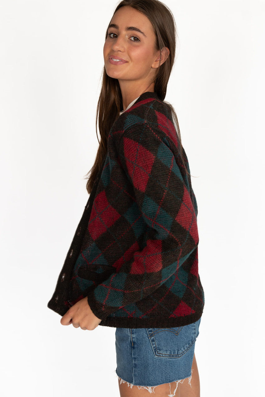 Vintage Jantzen Argyle Cardigan Sweater (1970s)