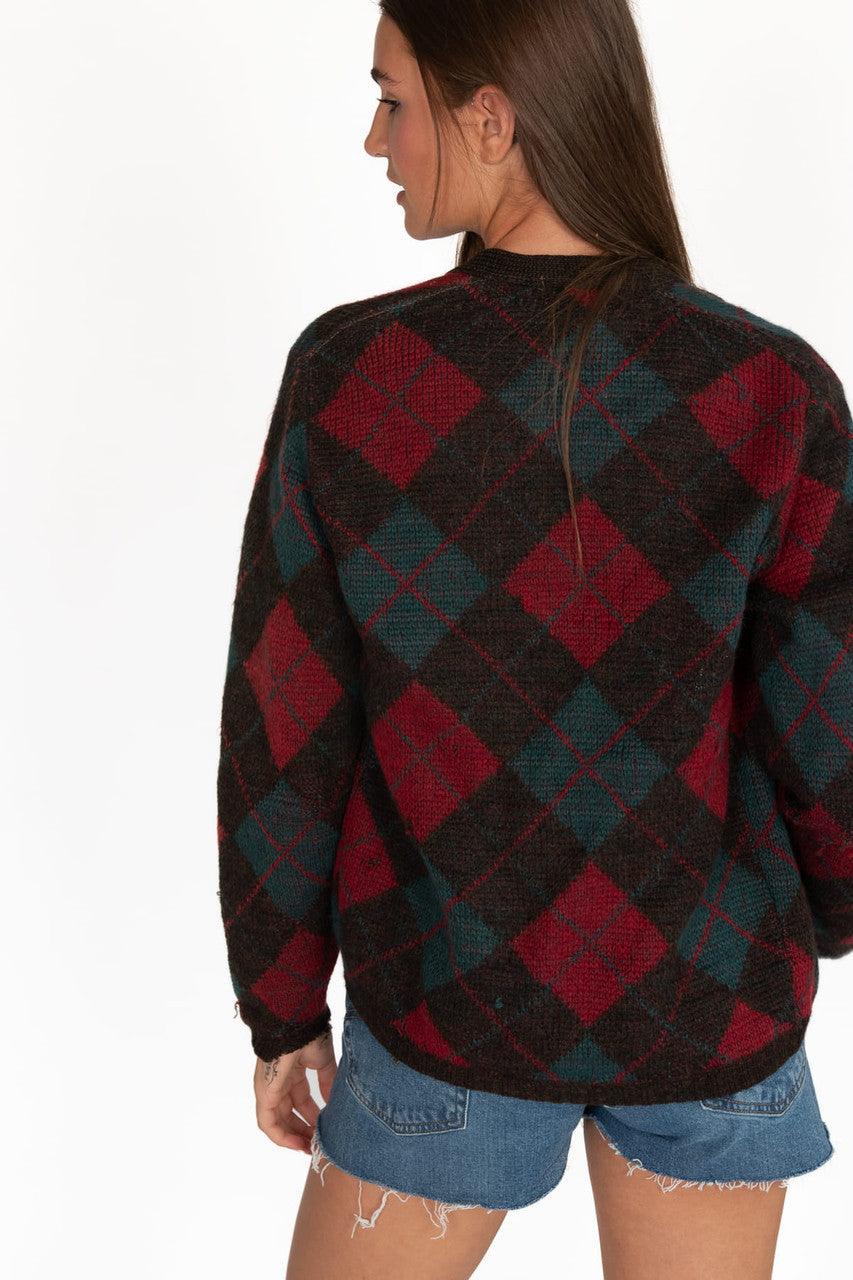Vintage Jantzen Argyle Cardigan Sweater (1970s)
