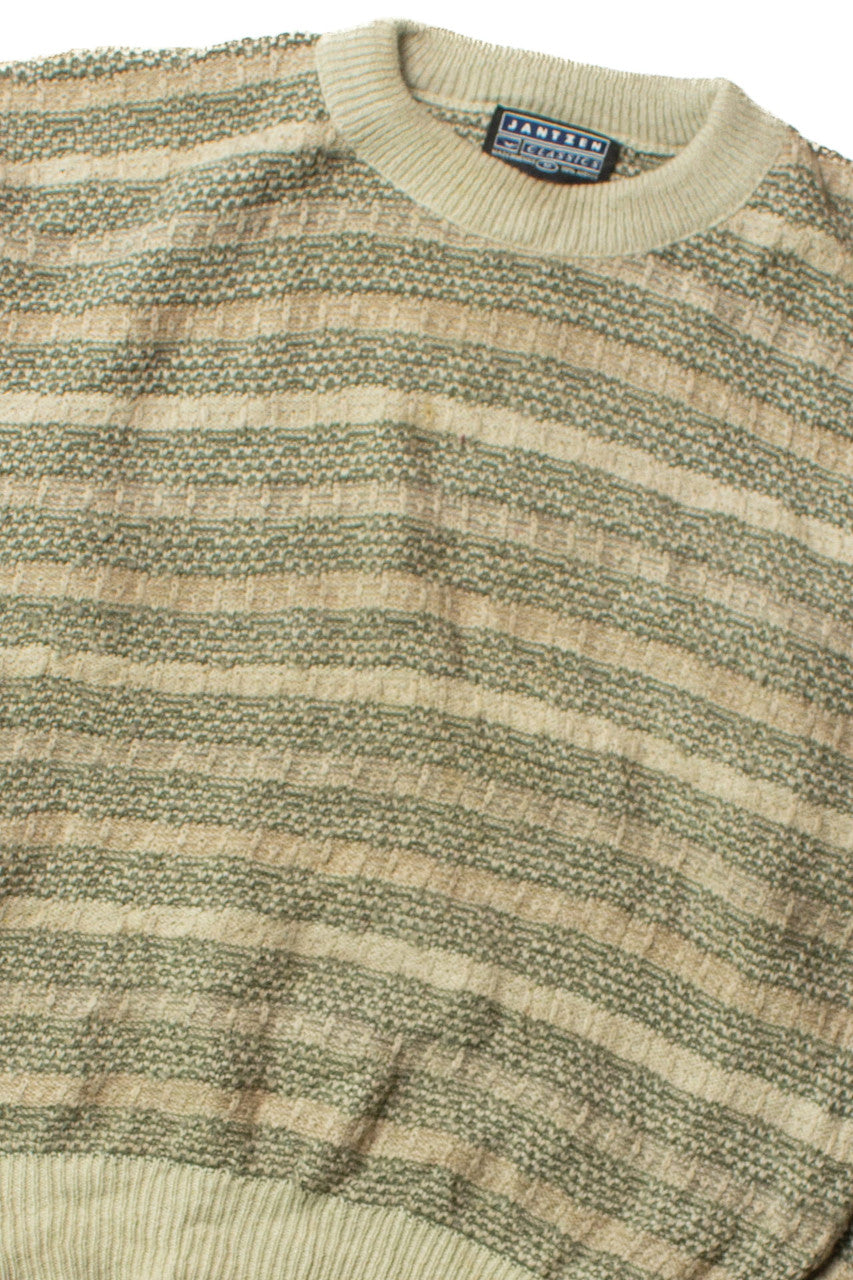 Tan & Green Striped Jantzen Sweater (2000s)