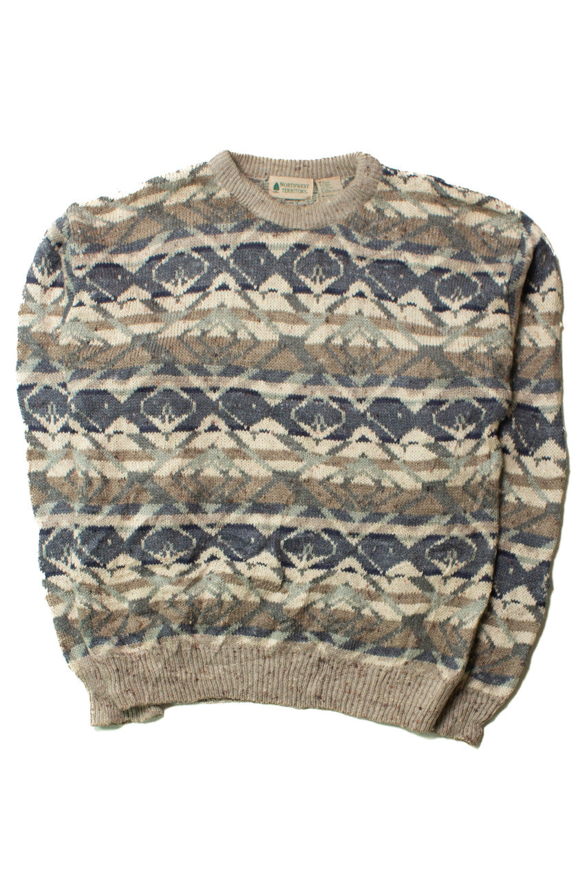 Vintage Abstract Earth Tone Sweater (1990s)