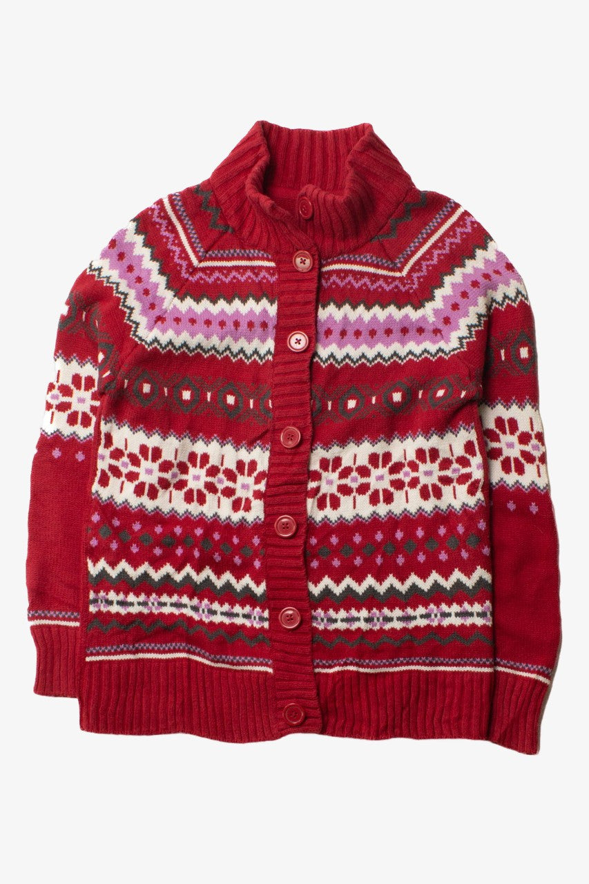 Vintage Red Fair Isle Button Up Sweater (1990s)