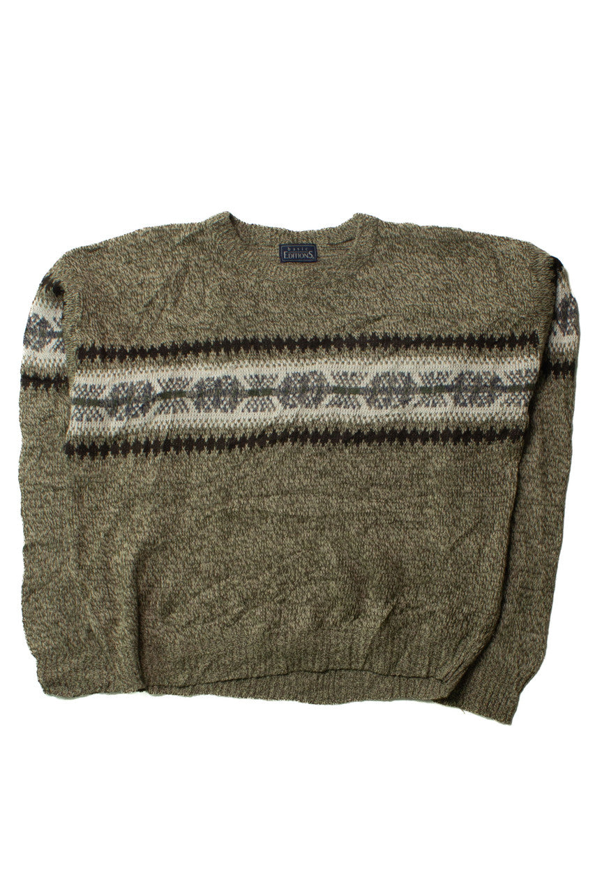 Vintage Basic Editions Green Fair Isle Sweater (2000s)