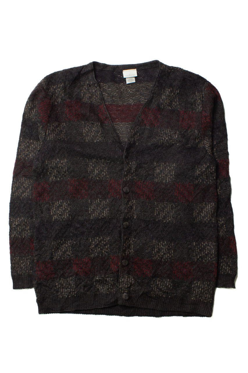 Vintage Gray Checkered Cardigan Sweater (2000s)