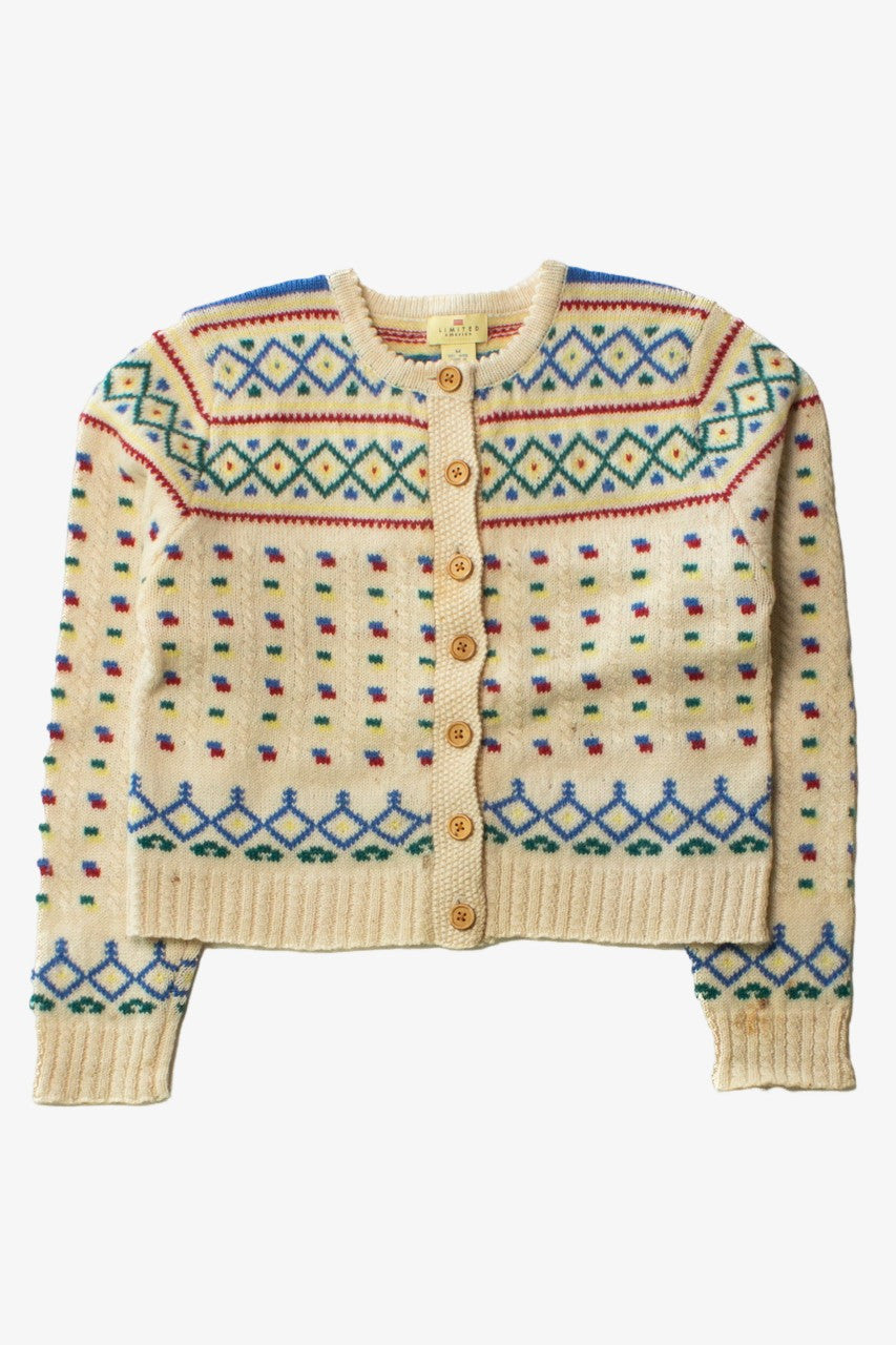 Vintage Cropped Multicolor Fair Isle Sweater (1990s)