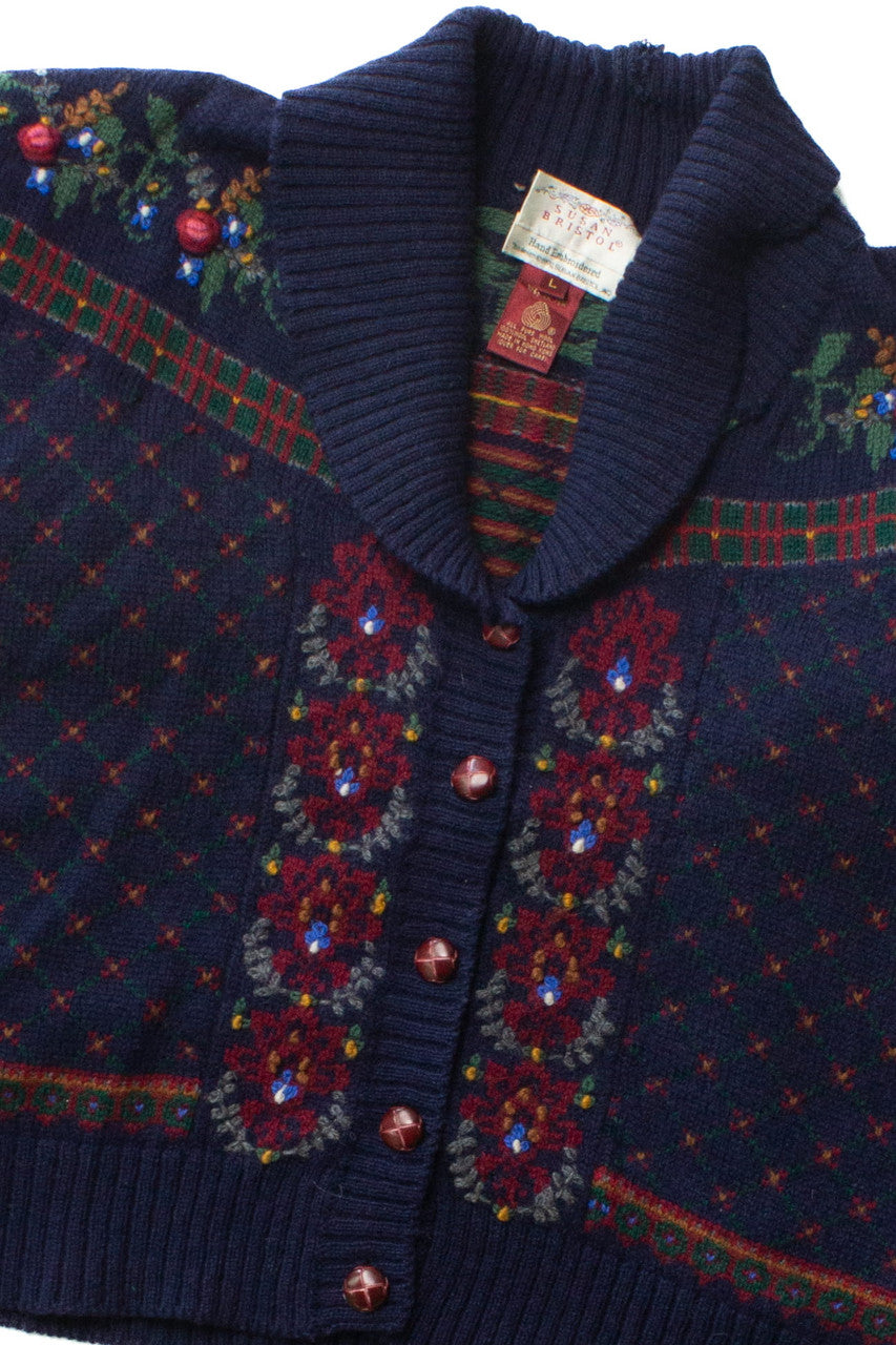 Vintage Susan Bristol Floral Cardigan Sweater (1990)
