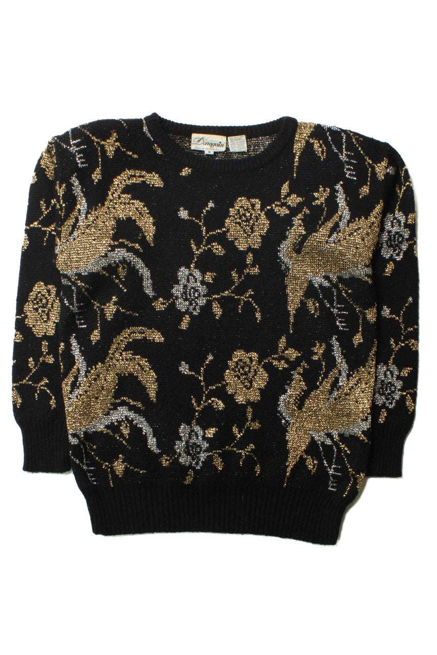 Vintage Donagain Gold Metallic Floral Sweater (1980s)