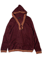 Vintage Lace Up Hooded Alpaca Wool Sweater