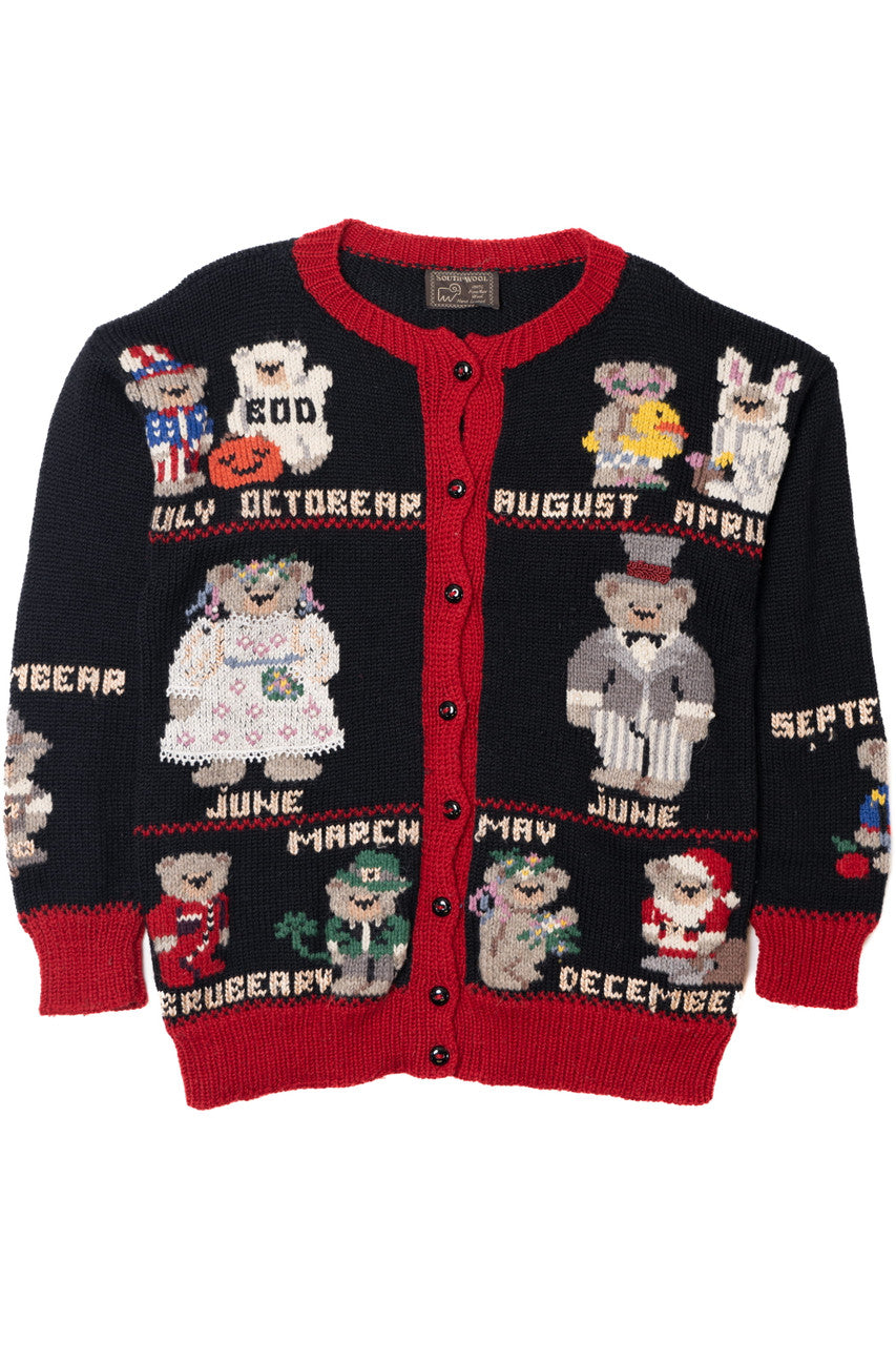 Vintage Monthly Festive Bears Calendar Sweater