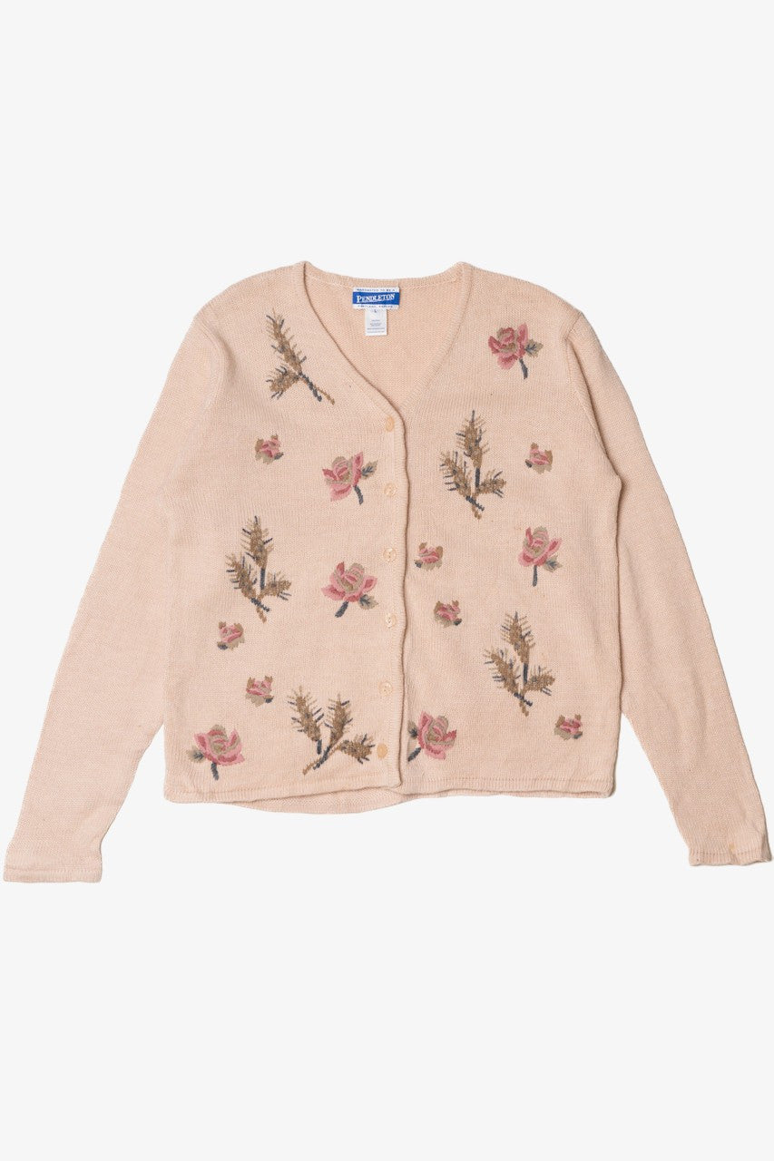 Vintage Floral Embroidered Pendleton Cardigan Sweater