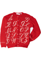 Vintage Cursive Alphabet Jayson Younger Cardigan Sweater