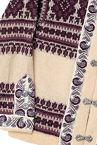 Vintage Ivory & Purple Knit Cardigan Sweater