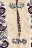Vintage Ivory & Purple Knit Cardigan Sweater