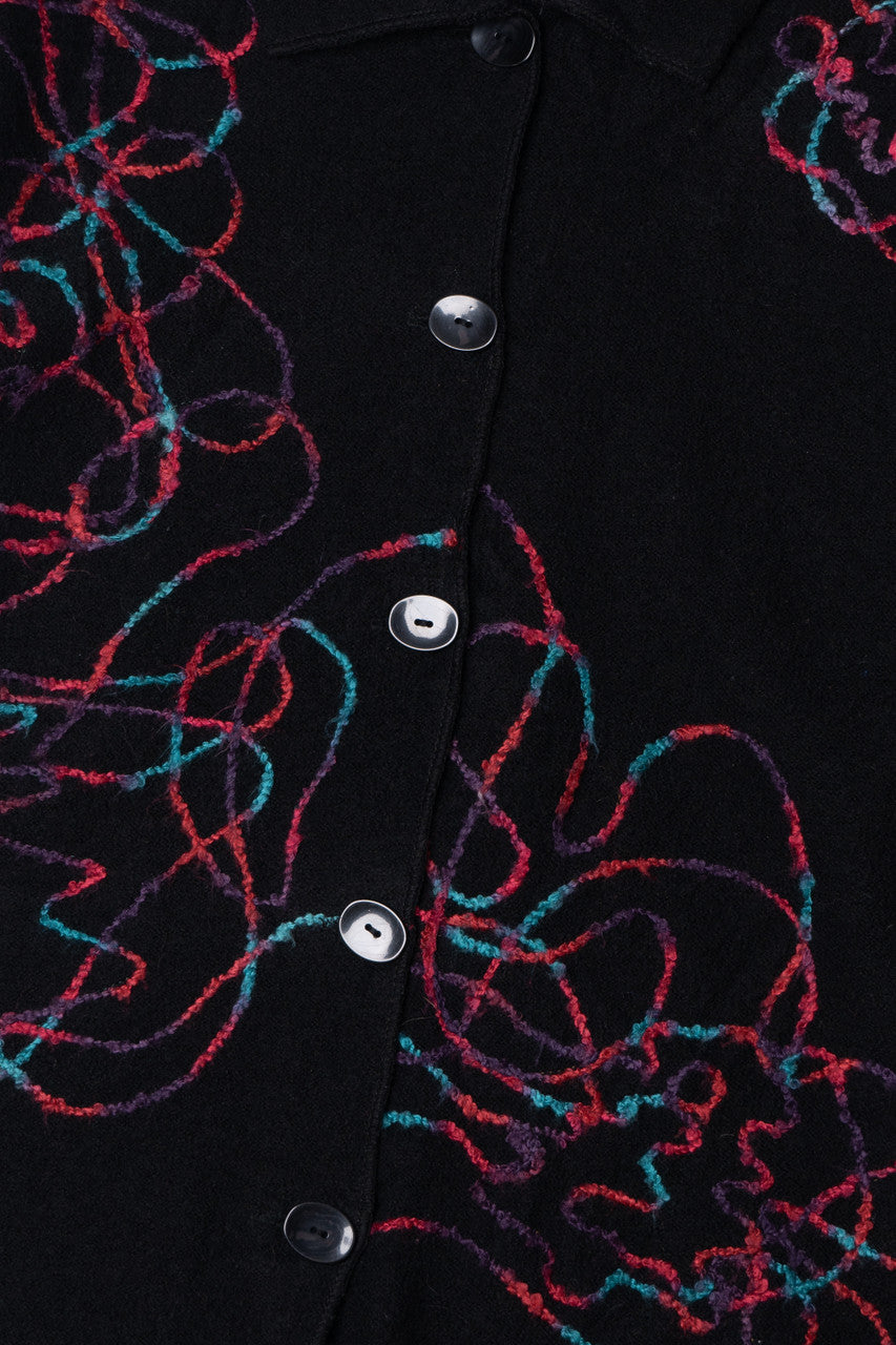Vintage Squiggle Embroidered Coldwater Creek Cardigan Sweater