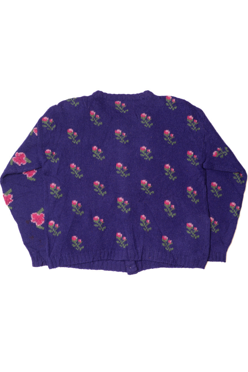 Vintage Purple Floral Cambridge Dry Goods Company Cardigan Sweater