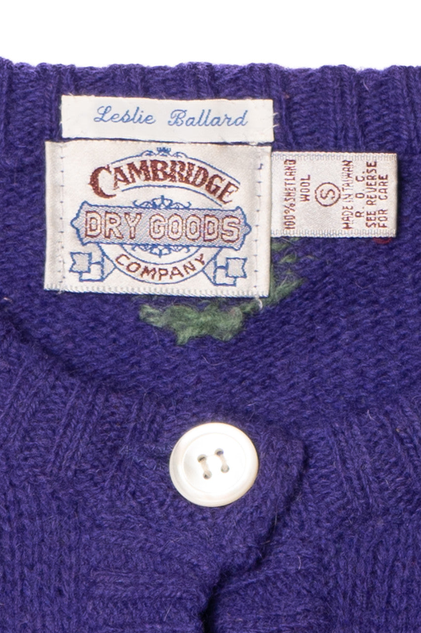 Vintage Purple Floral Cambridge Dry Goods Company Cardigan Sweater